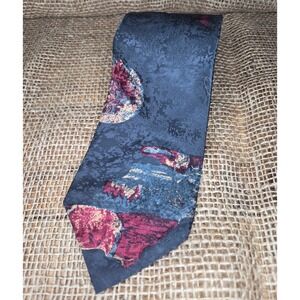 Retro Design Studios Men's Silk Abstract Geometric Tie Navy Burgundy